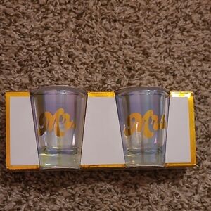 Mr. and Mrs. Gold Shot Glass Set